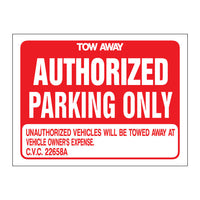 AUTHORIZED PARKING ONLY Sign